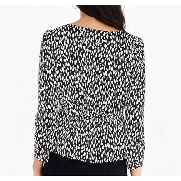 J. Crew Size 14 T Long Sleeve Peplum Top Satin Crepe Button Front Career Office - Picture 2 of 16